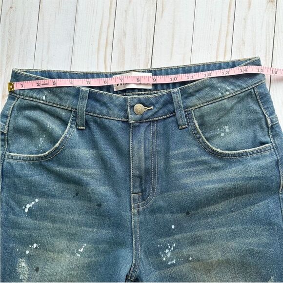 NWT Wildfox DaVinci Relaxed Loose Baggy Paint Splatter Crop Boyfriend Jeans - Picture 11 of 14